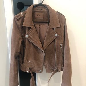 Blank NYC Coffee Brown Suede Moto Jacket sz. M